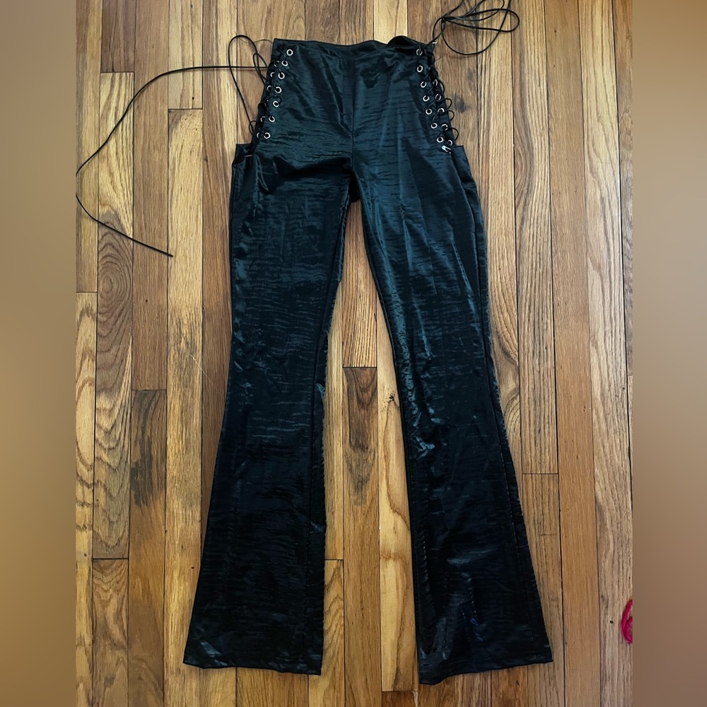Black Lace-Up Women's Pants